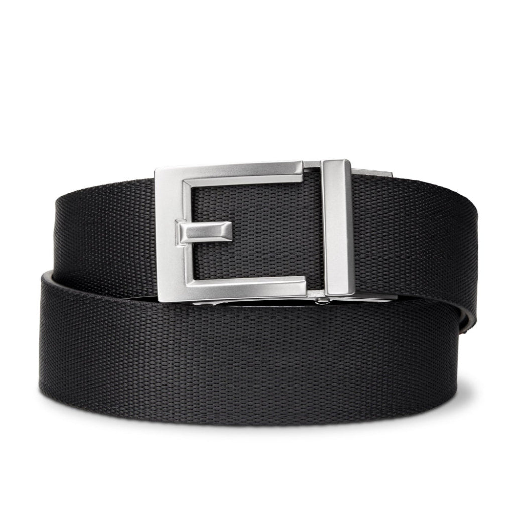 nickel free titanium dress belt buckle modern black Kore Essentials Classic Nylon Ratcheting Belt 1.37" | Express Buckle 24"