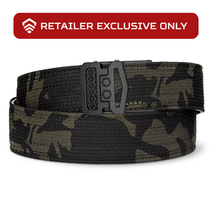 Kore Essentials Multicam® Black Ratcheting Style Tactical Nylon Gun Belt with a Powder-Coated X10 Buckle