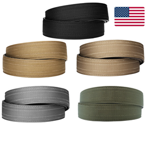 Kore Essentials USA Made Gun Belt Straps, Black Nylon, Coyote Nylon, Tan 499 Nylon, Gray Nylon and Ranger Green Nylon Web Gun Belt Straps