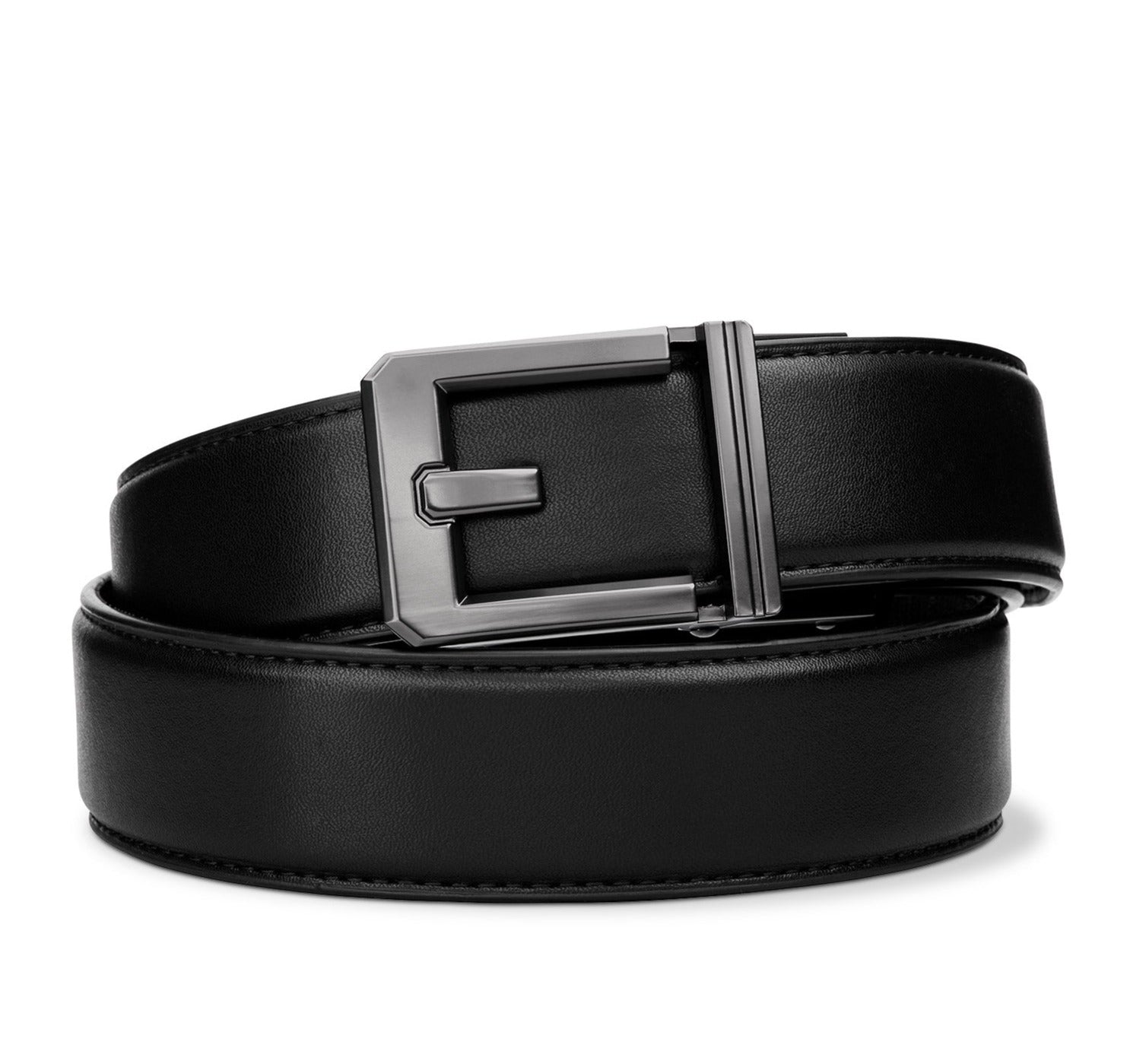 Hand-painted grey leather western belt with double metal insert