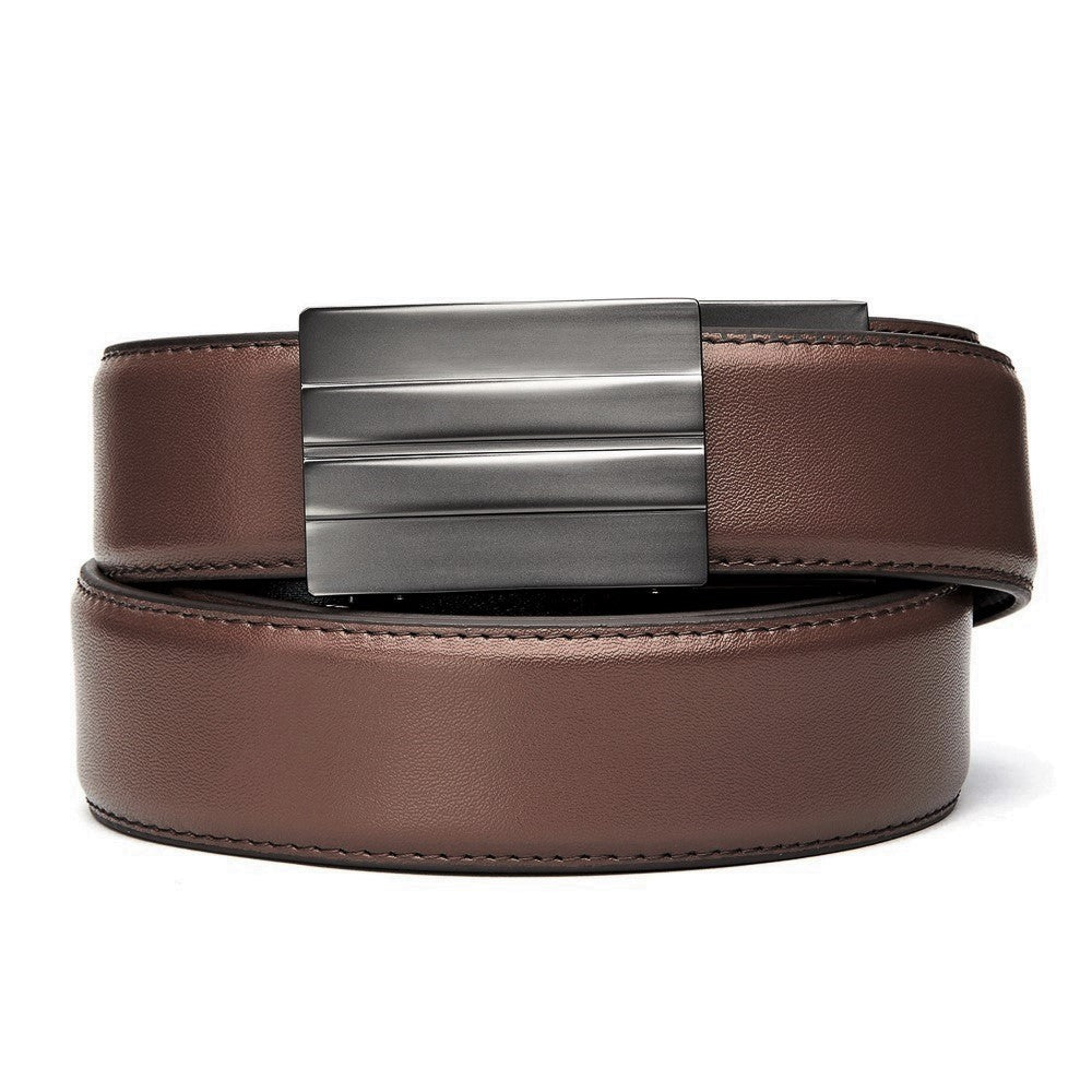 KORE Leather Gun Belts X2 Buckle Brown Reinforced Top Grain