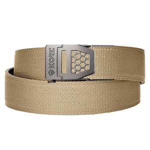 Kore Essentials 1.5" Tan 499 CCW Gun Belt with an X6 Gunmetal Buckle
