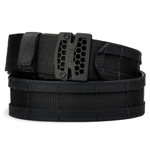 Kore Essentials Micro-Adjustable Black 1.75" Battle Belt with a B1 Buckle on a White Background