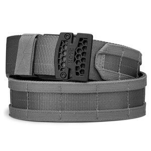 Kore Essentials Micro-Adjustable Grey 1.75" Battle Belt with a B1 Buckle on a White Background