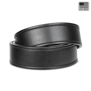 World's First Micro Adjustable Duty Belt by KORE Essentials! It's the most comfortable, adjustable, supportive patrol belt you will ever wear and true game changer for law enforcement officers, military personnel, and security professionals. Shown is the Smooth Black Duty Belt.  Buckle and Inner belt not included. 