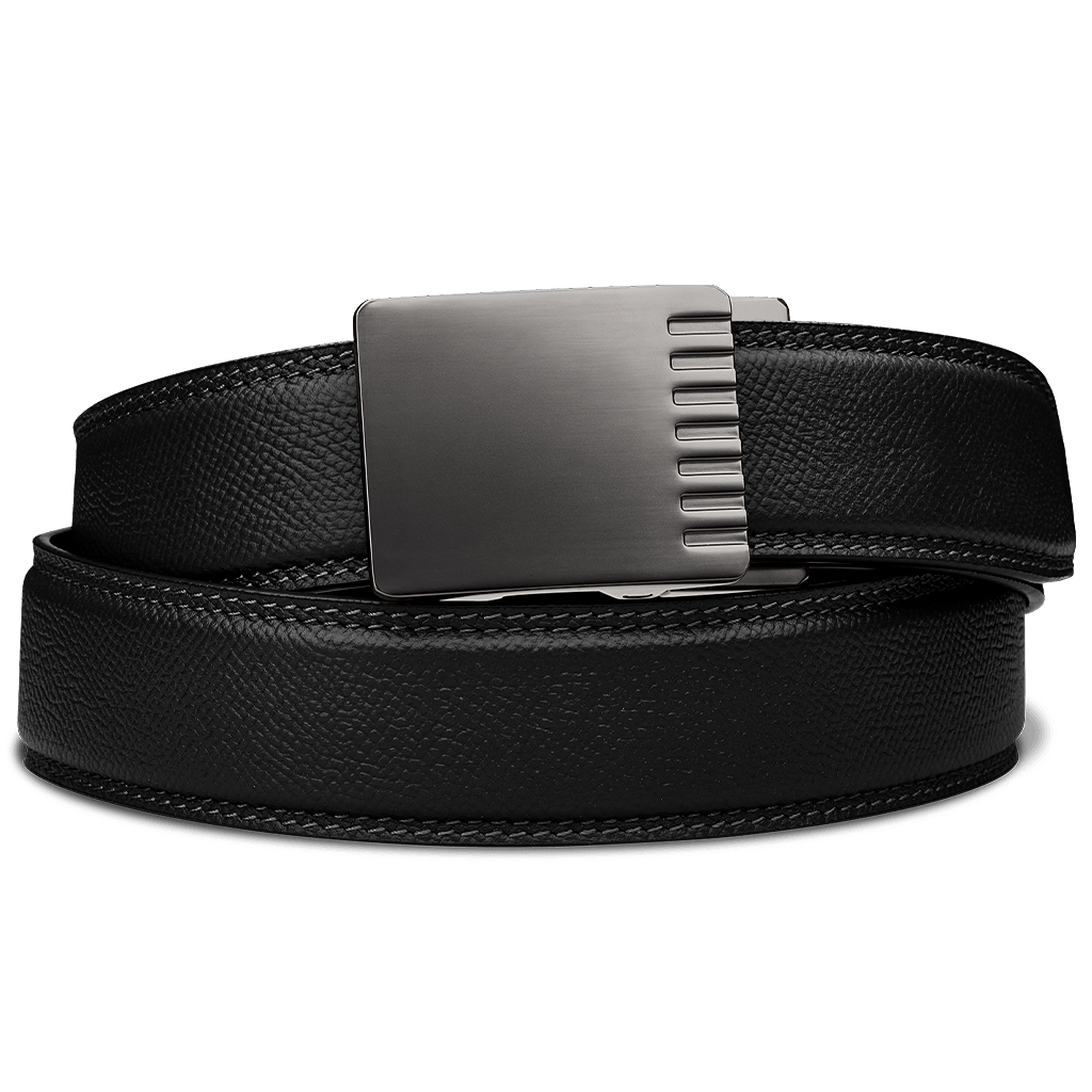 nickel free titanium dress belt buckle modern black Casual 1.5" no more metal allergy symptoms Beep free Titanium Wide Pin Black Leather