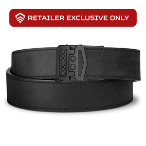 Kore Essentials Black Buffalo Leather Gun Belt with an X10 Buckle