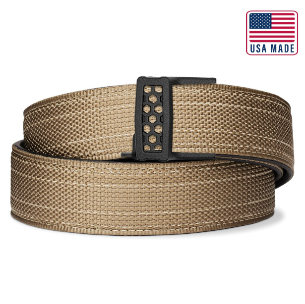 X SERIES BUCKLE | USA MADE TAN 499 TACTICAL NYLON GUN BELT