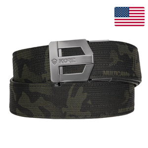 Kore Essentials Mutlicam Black 1.5" EDC Gun Belt with a Gunmetal G3 Buckle