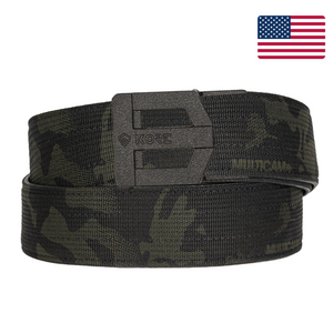 Kore Essentials Multicam Black Garrison Range Gun Belt with a Black G3 Buckle