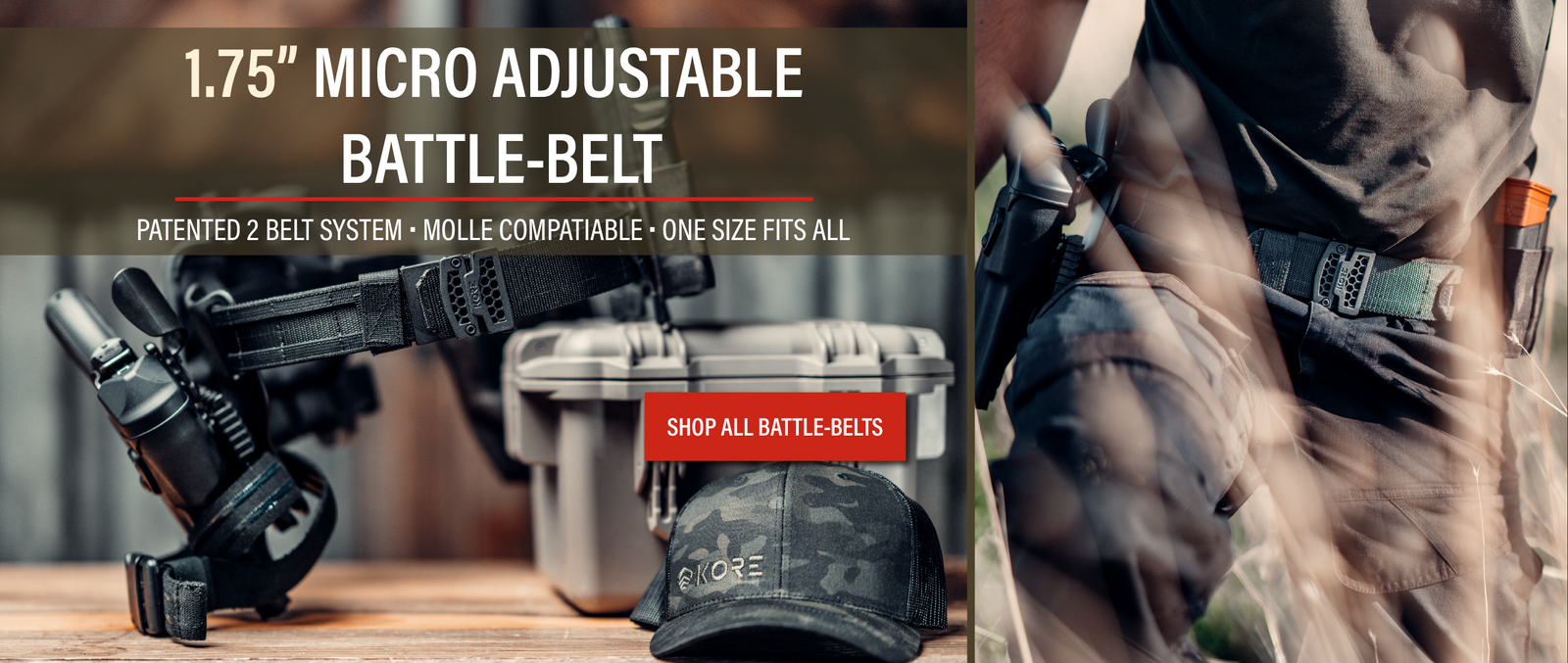 Kore Essentials | x8 Brass Buckle | Multicam Tropic Tactical Gun Belt