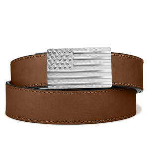 Kore Essentials Western Brown Buffalo Leather Gun Belt with a Flag Buckle