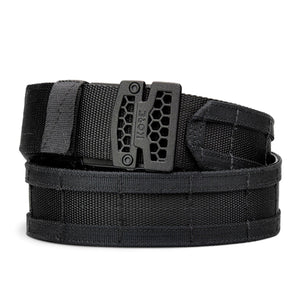 Kore Essentials Ratcheting Micro Adjustable Black MOLLE Battle Belt with Black B1 Buckle and Black Tip Keeper