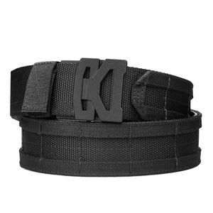 Kore Essentials Ratcheting Micro Adjustable Black MOLLE Battle Belt with Black B2 Buckle and Black Tip Keeper