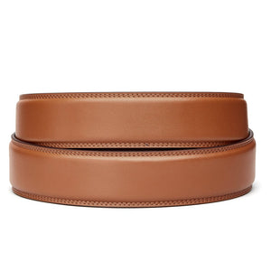 Classic Tan Full Grain Leather Belt. Fits any waist from 24" to 44". Men's double-stitched track belts from Kore Essentials 
