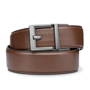 Kore Essentials G2 Gunmetal Buckle with Brown Leather 1.75" Ratcheting Micro Adjustable Gun Belt