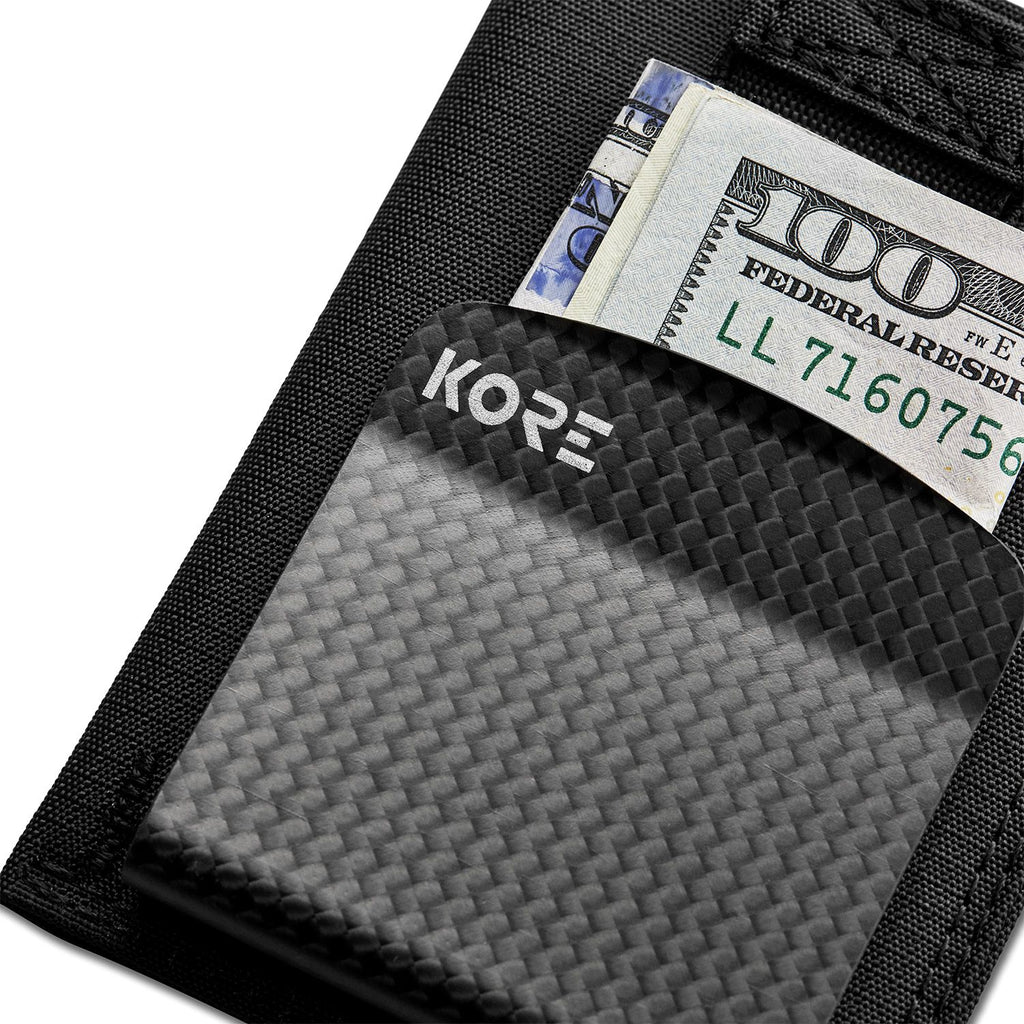 Tactical Nylon Slim Wallet  Nylon Wallet with RFID Blocking & Carbon Fiber  Money Clip – Kore Essentials