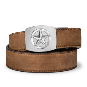 STAR BUCKLE | BROWN BUFFALO LEATHER GUN BELT