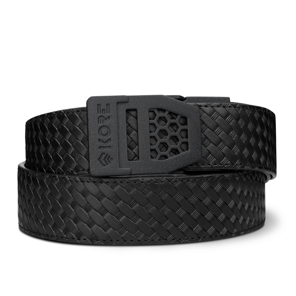 X6 BLACK BUCKLE BASKETWEAVE GUN BELT 1.5 Kore Essentials