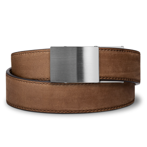 Kore Essentials X4 Stainless Steel Buckle with Brown Buffalo Leather 1.5" Ratcheting Micro Adjustable Gun Belt
