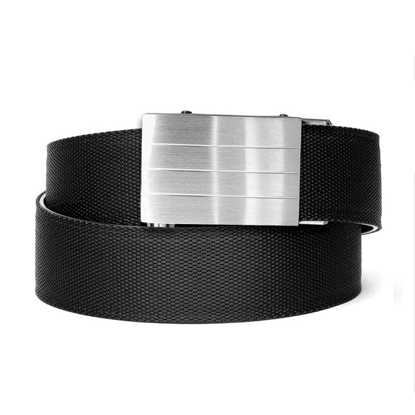 Kore Essentials | Nylon Web Fashion Belts | Men's Casual Nylon, Track Belt Black